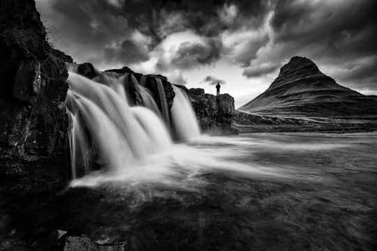 Black and white waterfall