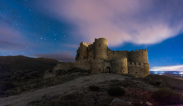 Ruins of ancient castle in the evening