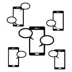 illustration vector set of smartphone with blank speech bubble 