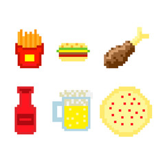 Pixel fast food vector