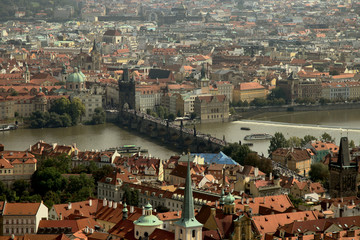 Obraz premium The bird's-eye view of Prague center