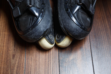 Black aggressive inline skates for extreme skating