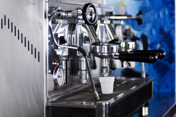 closeup of a professional coffee machine Bar