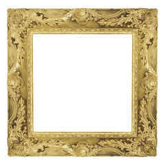 The antique gold frame isolated on white background