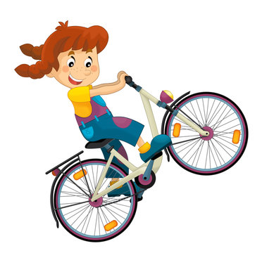 Cartoon boy on the bicycle - isolated - illustration for children
