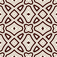 Outline ethnic abstract background. Seamless pattern with symmetric geometric ornament. Vector illustration