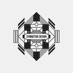 Obraz premium Futuristic design element on white background. Black and white colors. Useful as poster or print.