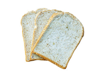 whole wheat bread on white background.