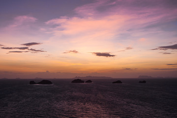 Sunset at coral rock beach Koh samui, Thailand.
