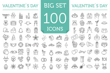 Valentine`s day icon set. Romantic design elements isolated on w