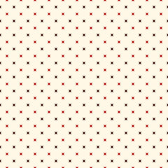 Minimalist abstract background. Simple modern print with crosses. Outline seamless pattern with geometric figures.