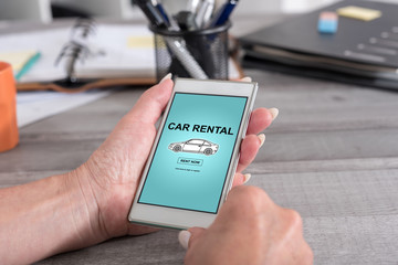 Car rental concept on a smartphone