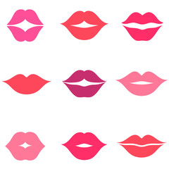 Set of women s lips icons isolated on white