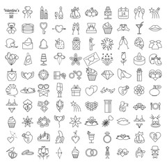 Valentine`s day icon set. Romantic design elements isolated on w