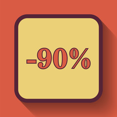 90 percent discount icon