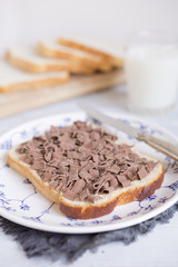 Sandwich with chocolate sprinkles, Dutch traditional food