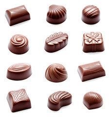 Collection of photos assortment of chocolate candies sweets