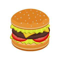 Vector burger isolated on white background