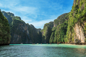 Jungle limestone cliffs around Phi-Phi Leh island