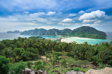 View point of Phi Phi Island at sunset time, Krabi, Thailand