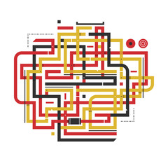 Abstract composition with angular crossing lines. Style of modern art and graffiti. The design element is isolated on a white background, suitable for prints, posters and covers.