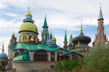 Fototapeta na wymiar Temple of All Religions (Universal Temple) is an architectural complex in Kazan. It consists of several types of religious architecture