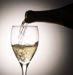 Glass with champagne isolated on clear background