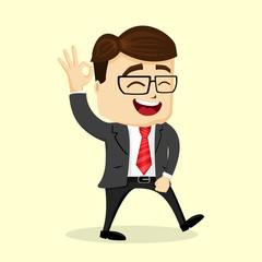 Vector flat illustration. Happy businessman or manager.