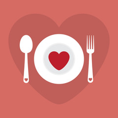 Greeting card love romantic dinner menu happy Valentine Day vector illustration. Pattern design. Flyer or invitation