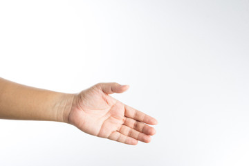 Left hand is reaching out for greeting