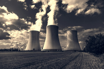 Thermal power plant with dramatic sky