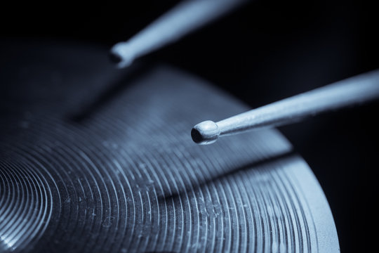 Drum sticks and cymbal detail