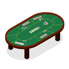 Green Poker Table Isometric View. Vector