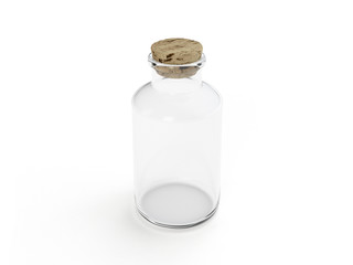 Glass bottle on white background