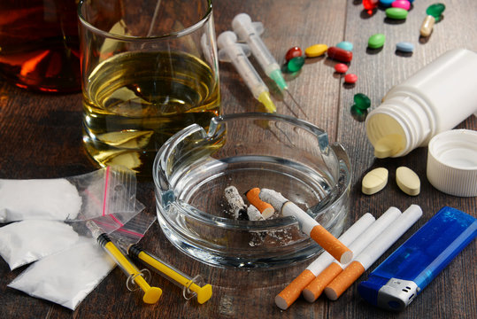 addictive substances, including alcohol, cigarettes and drugs