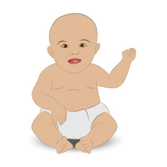 small child sits in the diaper