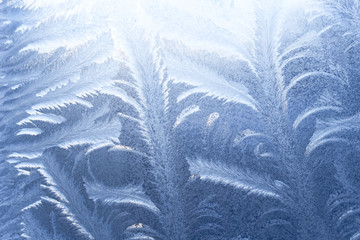 Ice pattern on window in winter time