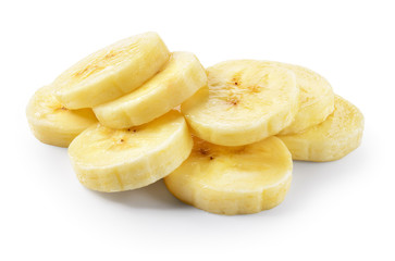 Banana slice. Heap isolated on white. With clipping path.