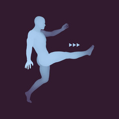 Fototapeta na wymiar Football player. Sports concept. 3D Model of Man. Sport Symbol.