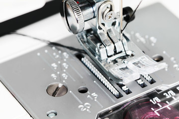 Sewing machine close up detail  trendy macro photo