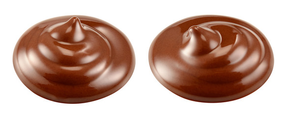 Sweet hot melted chocolate sauce. Swirl isolated on white backgr