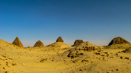 Fototapeta na wymiar Nuri pyramids in desert, Napata Karima region , Sudan
