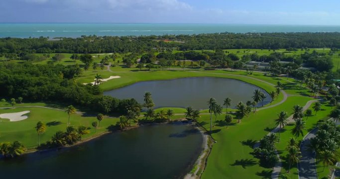 Aerial drone video of the Crandon Golf at Key Biscayne