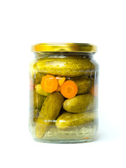 homemade gherkins on a white background