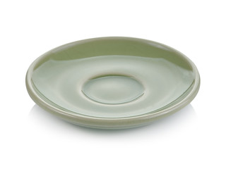 Green plate on white background