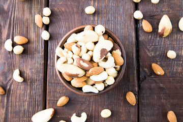 walnut meats. assortment of nuts. cashews, almonds, hazelnuts