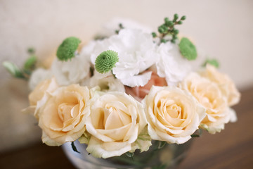 Wedding decor bouquet of roses flowers.