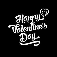 Happy Valentines Day handwritten lettering design text isolated on black background. 