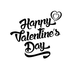 Happy Valentines Day handwritten lettering design text isolated on white background. 