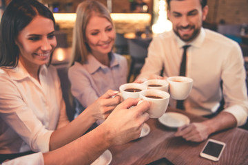 Business people in cafe
